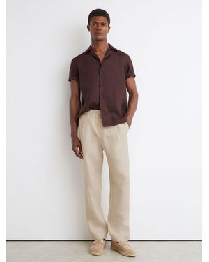 Reiss Barges - Natural Linen Relaxed-fit Drawstring Trousers, 38