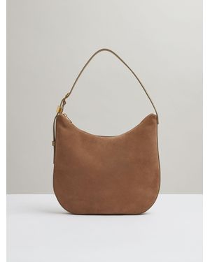 Reiss Leather And Suede Shoulder Bag - Grey