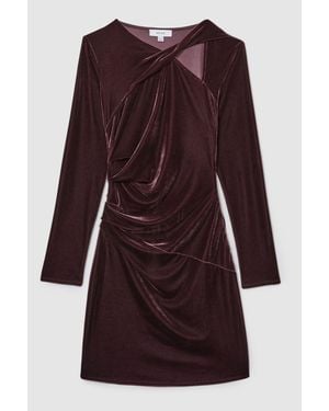 Reiss Alba Berry Velvet Cut-Out Mini Dress - Purple
