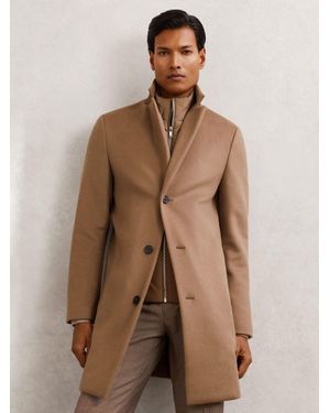 Reiss Gable Wool-Blend Internal-Gilet Overcoat - Brown