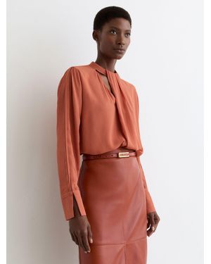 Reiss Drape-Detail Asymmetric Blouse - Red