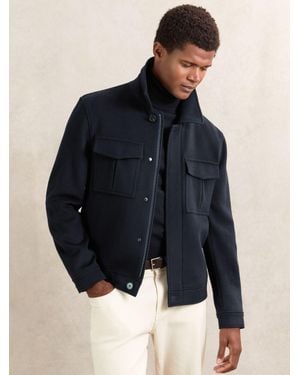 Reiss Wool Blend Twin Pocket Zipped Jacket - Blue