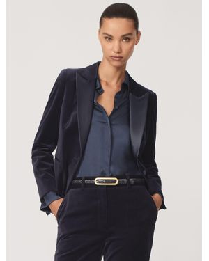 Reiss Velvet Single-Breasted Tuxedo Blazer - Blue