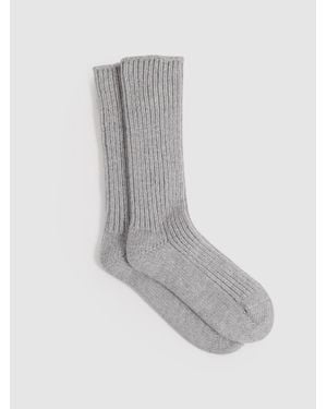 Reiss Carmen Rib-Knit Socks With Cashmere - Grey