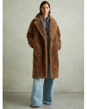 Reiss Darla - Brown Petite Teddy Coat With Wool, M