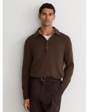 Reiss Wool-Blend Polo Shirt - Brown