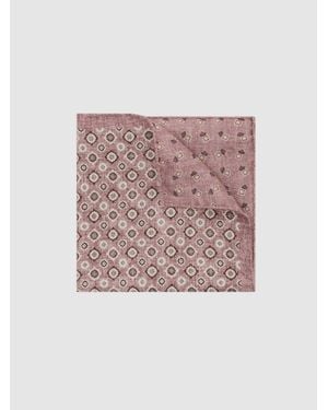 Reiss Florin - Soft Pink Silk Floral Medallion-print Pocket Square, One