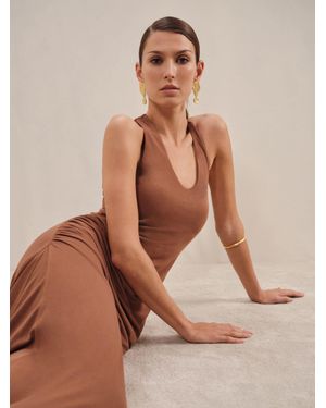 Reiss Ruched Jersey Midi Dress - Natural