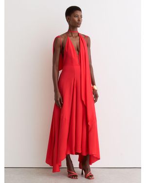 Reiss Strappy Draped Cape Maxi Dress - Red