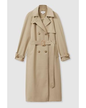 Reiss Double Breasted Belted Trench Coat - Natural