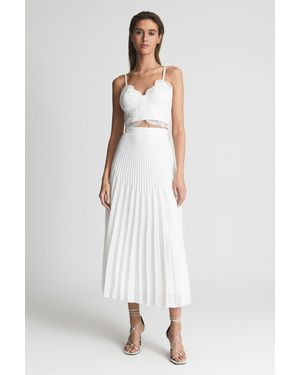Reiss Dora - White Pleated Maxi Skirt