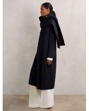 Reiss Petite Wool-Blend Scarf Blindseam Coat - Blue