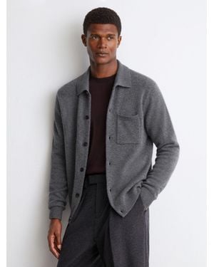 Reiss Cashmere Button-Through Shirt - Grey