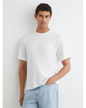 Reiss Huxley - White Cotton Slub Relaxed-fit T-shirt, M