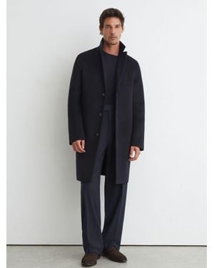 Reiss Wool-Blend Single-Breasted Epsom Coat - Blue