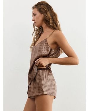 Reiss Silk Polka-Dot Cami And Shorts Pyjama Set - Natural