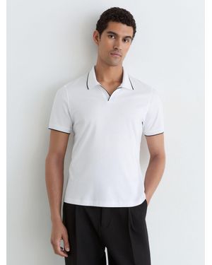 Reiss Air-Water Cotton Tipped Polo Shirt - White