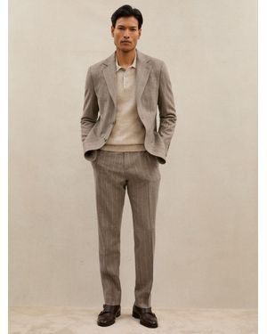 Reiss Montepuliciano - Atelier Mocha Brown Atelier Wool Single-breasted Blazer Pinstripe Classic-fit, 44 - Natural