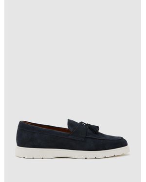 Reiss Jimmy - Dark Navy Suede Tassel Loafers, Us 8 (uk 7) - White