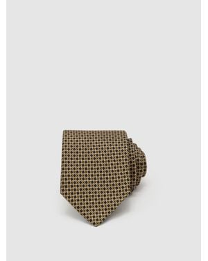 Reiss Varcare - Navy/yellow Silk Geometric Cross-print Tie, One - Multicolour