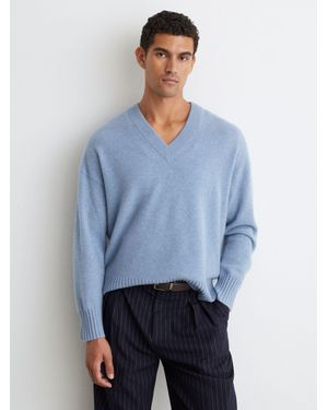 Reiss Wool-Cashmere V-Neck Jumper - Blue