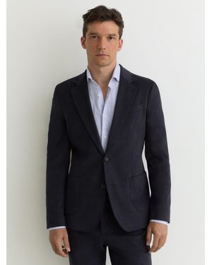 Reiss Brushed Twill Single-Breasted Blazer Tailored-Fit - Blue