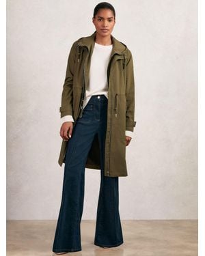 Reiss Removable-Hood Parka Rain Coat - Green