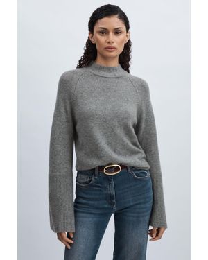 PAIGE 100% Cashmere High-Neck Jumper, Heather - Grey