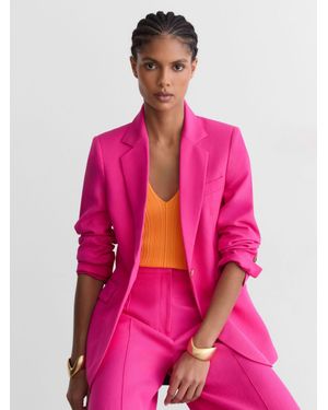Reiss Single-Breasted Suit Blazer With Linen - Pink