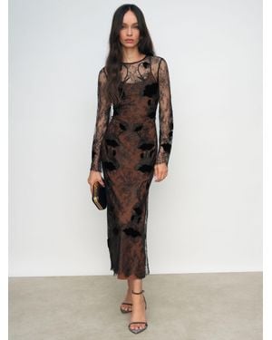 Reiss Lace Overlay Midi Dress - Black