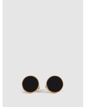 Reiss Round Onyx Cufflinks - Black