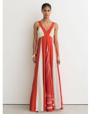 Reiss Empire-Line Printed Maxi Dress - Red