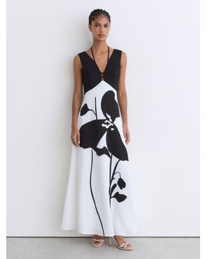 Reiss Graphic Floral-Print Maxi Dress - White