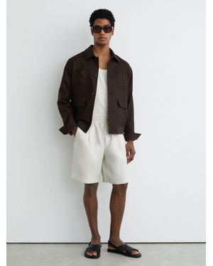 Reiss Short - Stone Barges Linen Drawstring Shorts, 34 - White