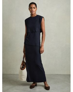 Reiss Jersey Straight Maxi Skirt - Blue