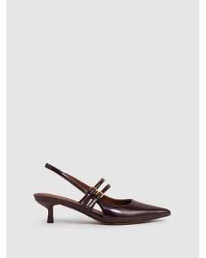 Reiss Leather Slingback Buckle Court Shoes - Multicolour