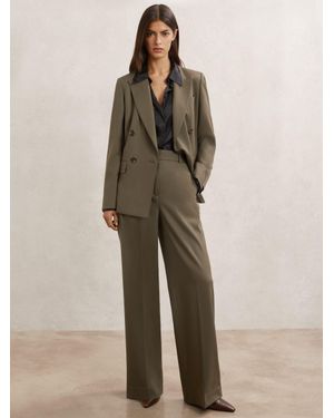 Reiss Petite Wool-Blend Double-Breasted Suit Blazer - Natural