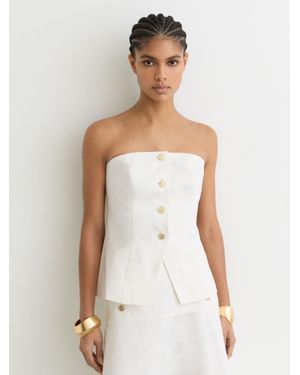 Reiss Strapless Button Waistcoat - White