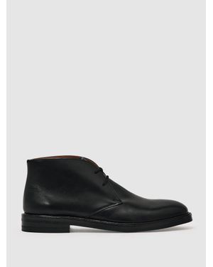 Reiss Leather Lace-Up Chukka Boots - Black