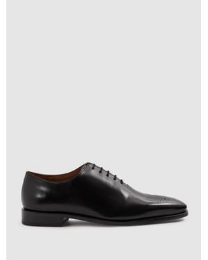 Reiss Brogue - Black Mead Leather Detail Lace Up Shoes