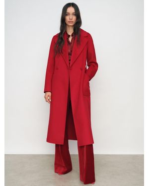 Reiss Petite Wool-Blend Double-Breasted Blindseam Coat - Red
