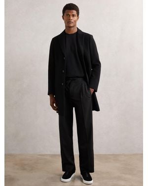 Reiss Relaxed-Fit Twill Drawstring Trousers - Black