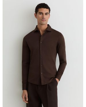 Reiss Duke - Brown Air-water Cotton Slim-fit Shirt, Xl