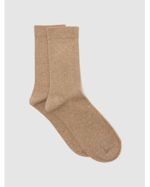 Reiss Cotton-Blend Wide-Rib Socks - Natural