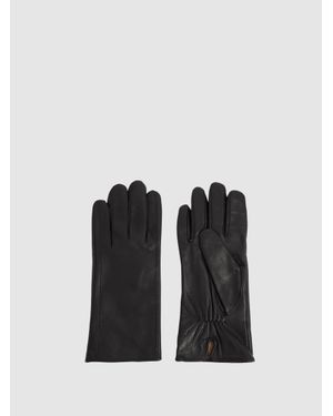 Reiss Giselle Gloves Leather Ruched, Size: S & M - Black