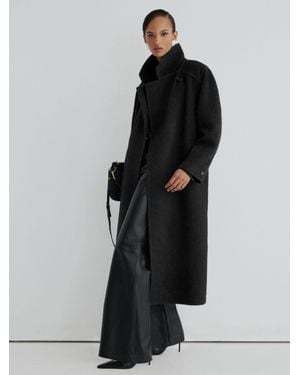 ATELIER Wool-Blend Blind-Seam Double-Breasted Coat - Black