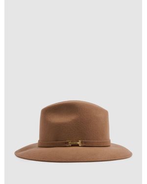 Reiss Holly - Camel Wool Fedora, M-l - Brown