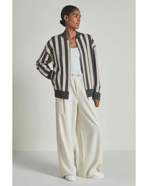 Les 100 Ciels Charcoal/cream | S Wool And Cashmere Cardigan - Multicolour
