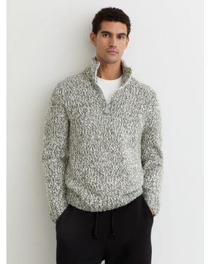 Reiss Marled Half-Zip Knitted Jumper With Wool - Grey