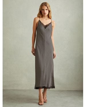 Reiss Camilla Striped Lace Trim Midi Dress - Green